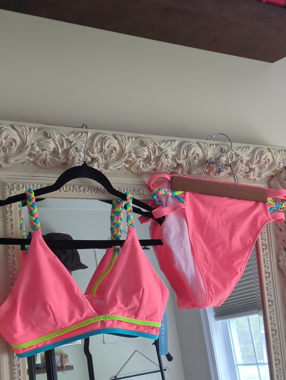Neon Pink Braided-Strap Bikini Set